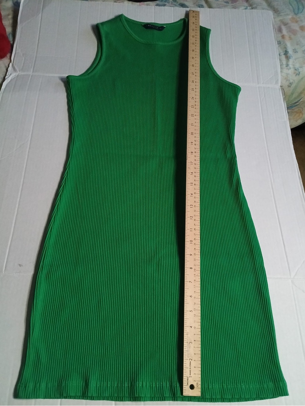 Sleeveless Ribbed Green Bodycon Dress